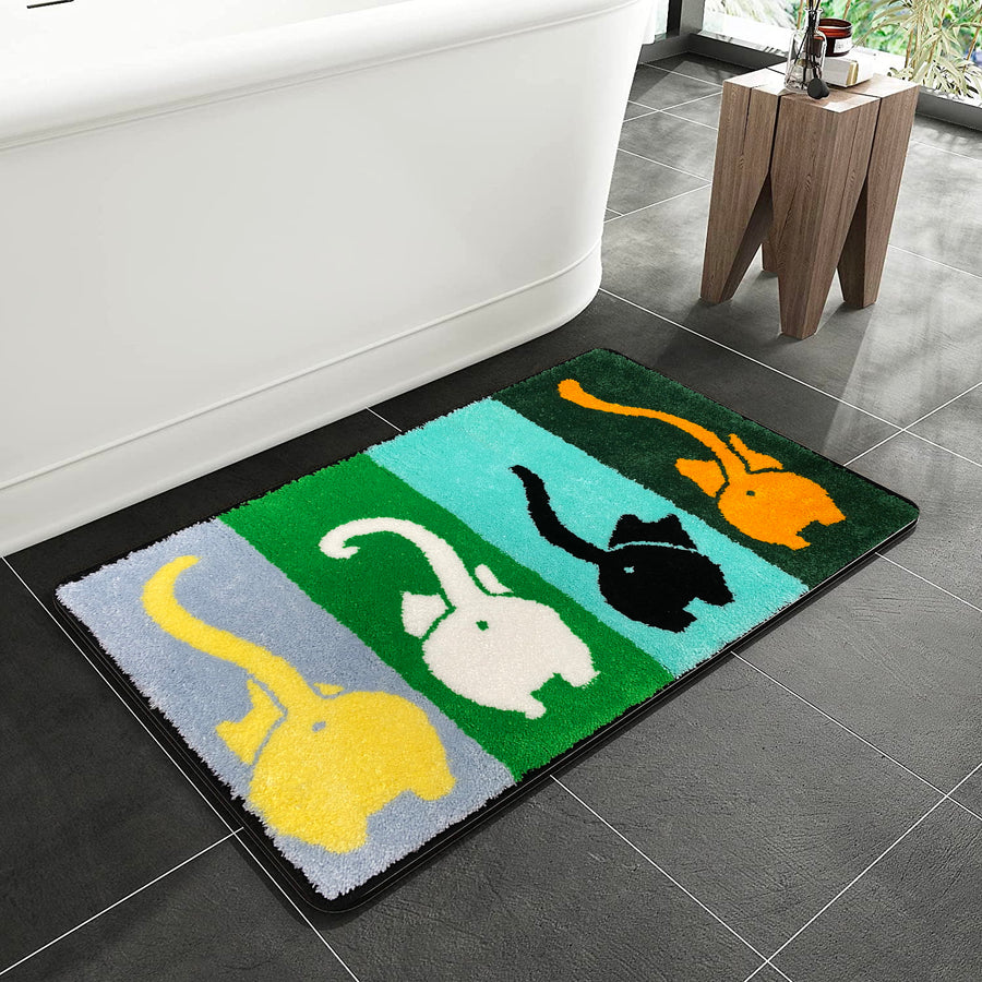Feblilac Cute Four Color Cats Bathroom Rug Bathmat - view 3
