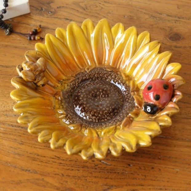 Feblilac Sunflower Ceramic Ashtray Dessert Plate Soap Tray