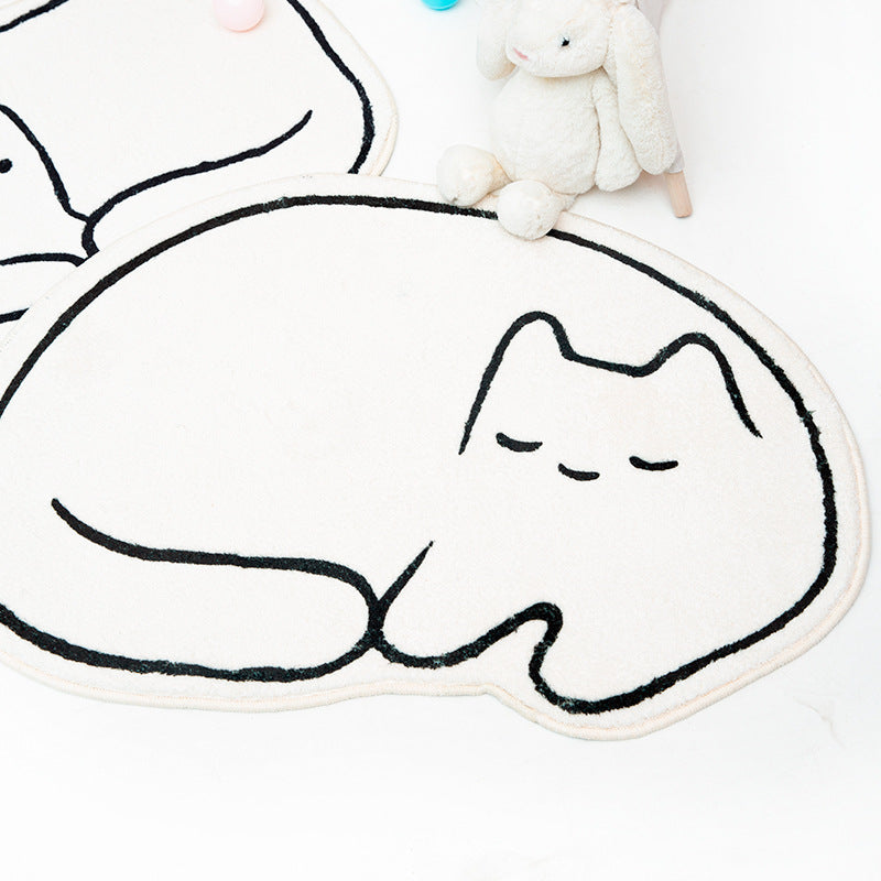 Feblilac Cute White Cat Bath Mat, Animal Bathroom Rug - Feblilac® Mat