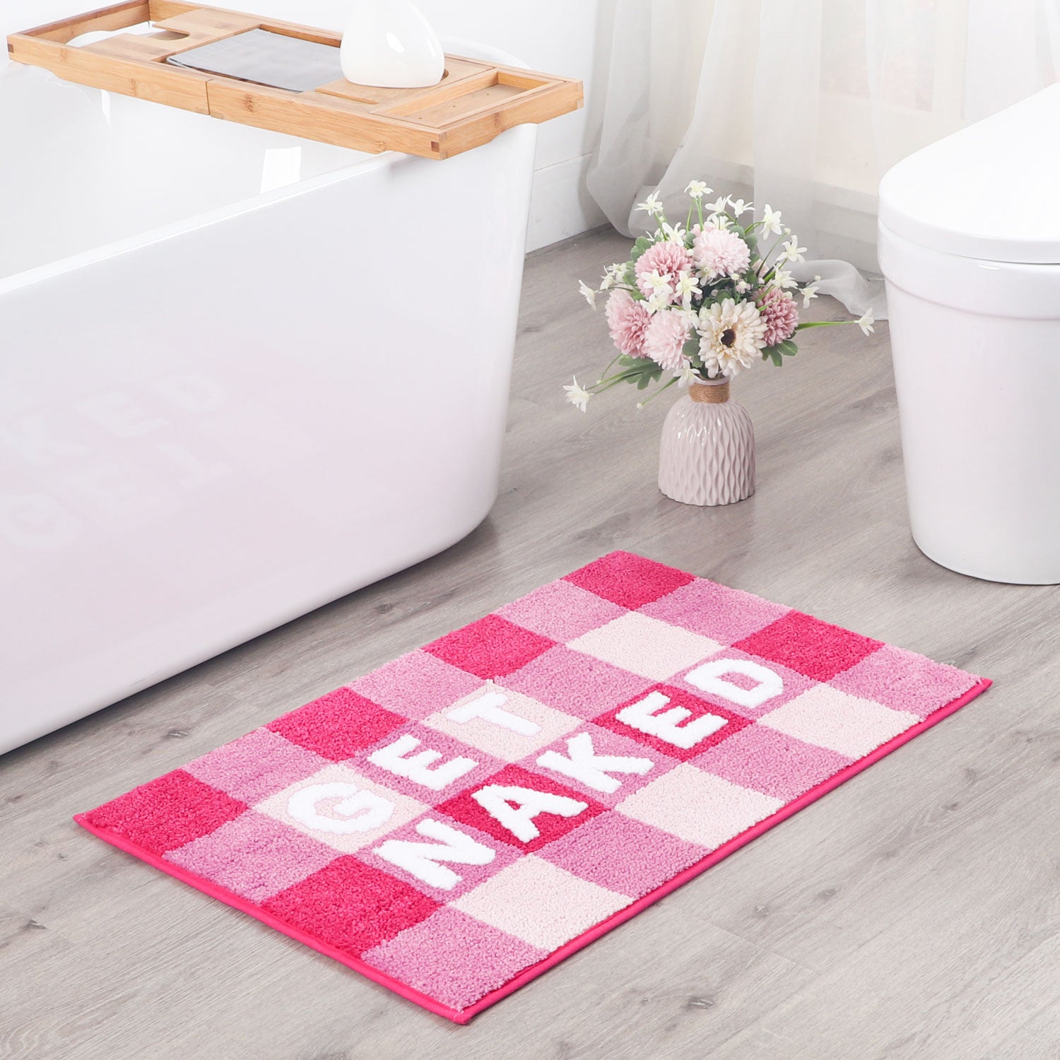 Feblilace Get Naked Checkerboard Bath Mat 20"x31" - Feblilac® Mat