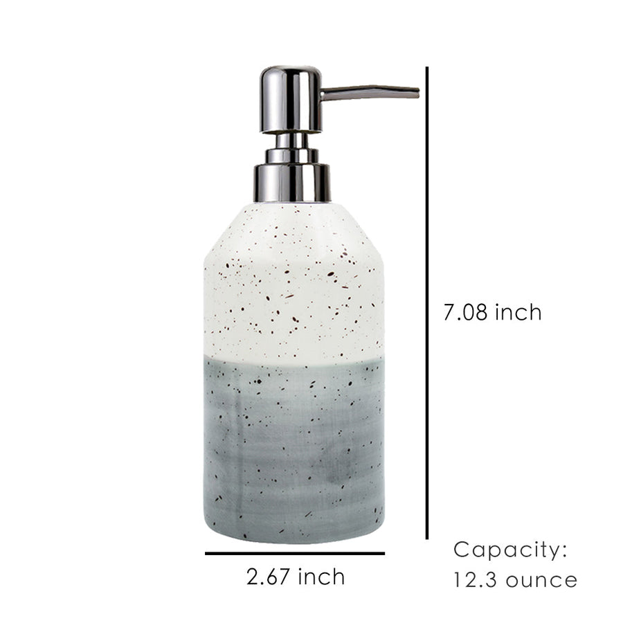 Gray Ceramic Soap Dispenser, Simple-Design Pump Bottle, 350ml/12.3 oz - view 2