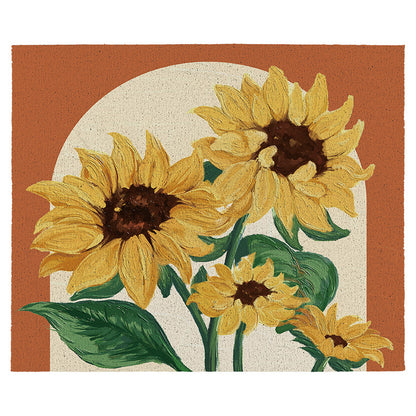 Feblilac Retro Floriferous Sunflower PVC Coil Door Mat Mom‘s Day Gift