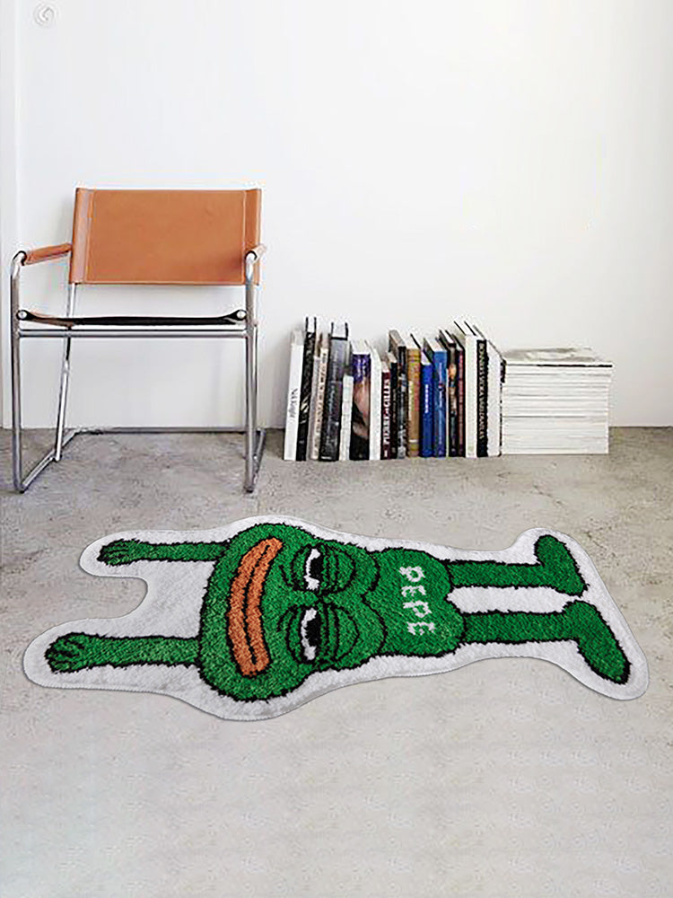 Green Frog Bath Mat Bedroom Rug, Funny Cartoon Animal Soft Plush Water-Absorbent Mat, Machine Washable - Feblilac® Mat