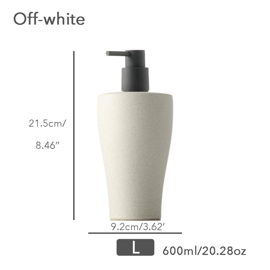 Off white Ceramic Soap Dispenser, Liquid Bathroom Bottle, Simple Design, Refillable Reusable Lotion Pump for B - view 4