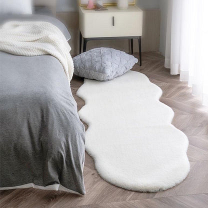 Feblilac White Grey Rabbit Hair Feel Bedroom Rug - Feblilac® Mat