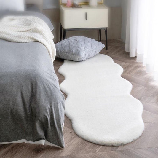 Feblilac White Grey Rabbit Hair Feel Bedroom Rug - Feblilac® Mat