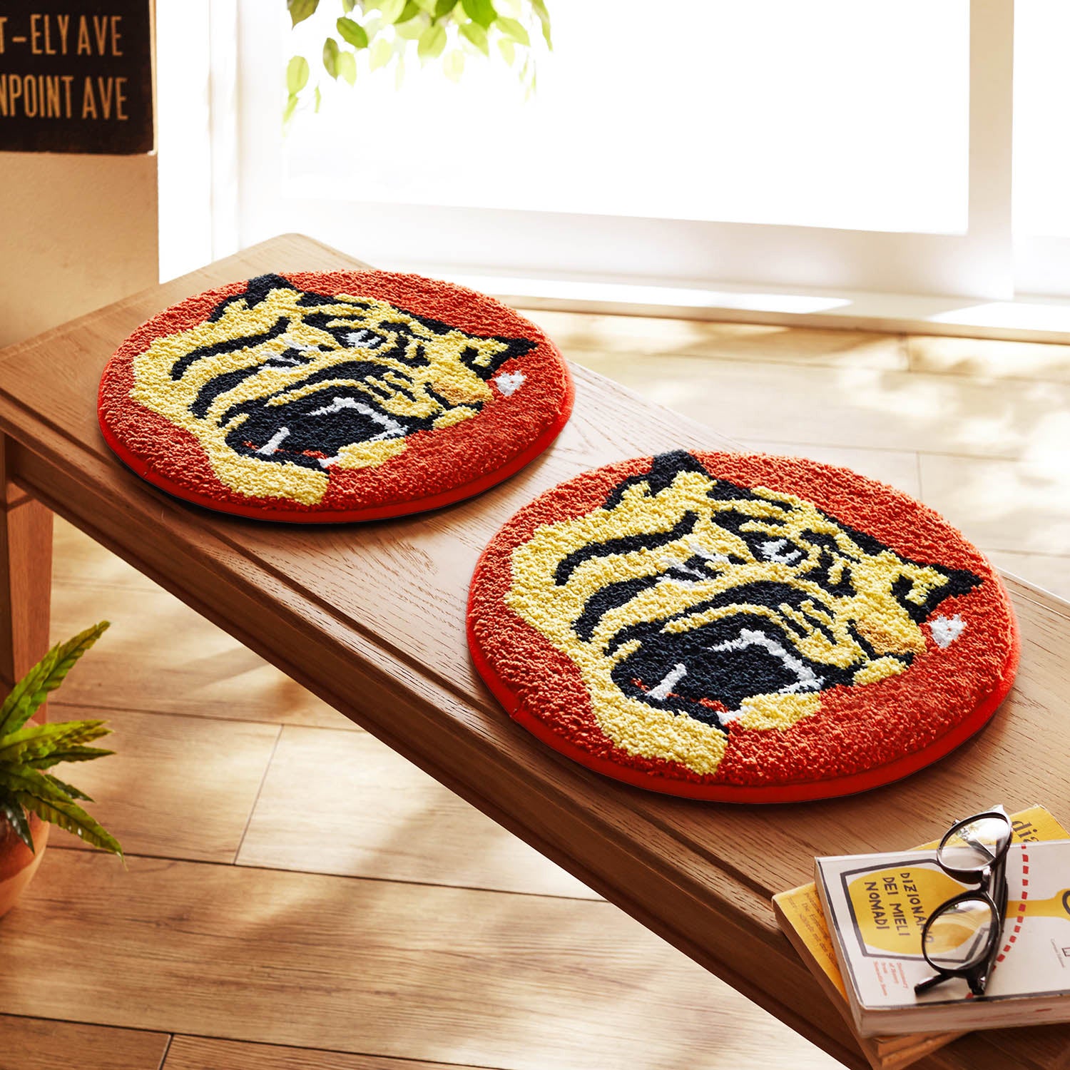 Feblilac Cartoon Tiger Head Tufted Cushion - view 2