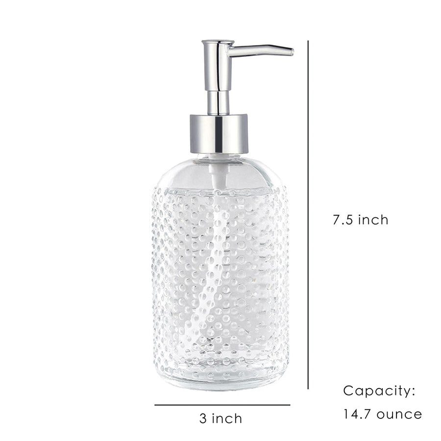 Clear Glass Soap Dispenser, Dot Design Pump Bottle, 420ml/14.7 oz - view 2
