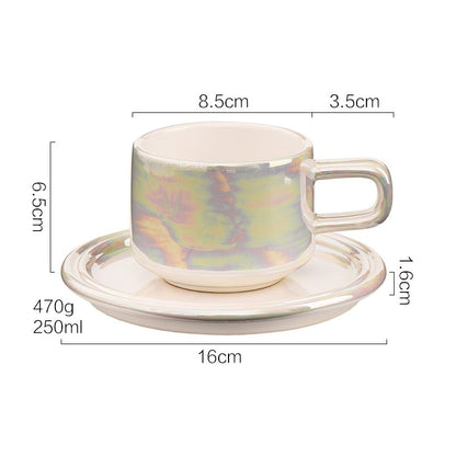 Nordic Style Ceramic Mug with Saucer, Multiple Colors Available