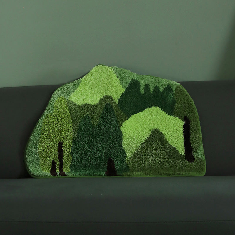 Semicircle Green Moss Leaves Bath Mat - Feblilac® Mat