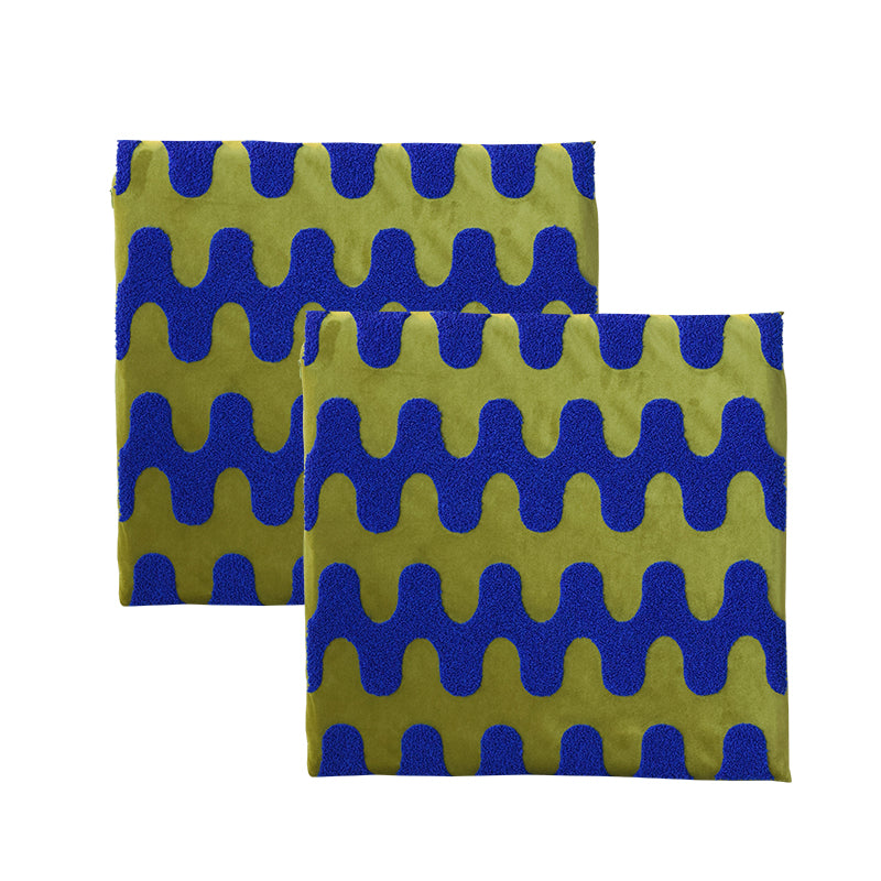 Feblilac Geometric Wave Memory Foam Tufted Cushion