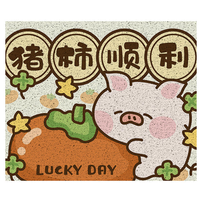 Lucky Pig and Persimmon PVC Entrance Door Mat - Feblilac® Mat