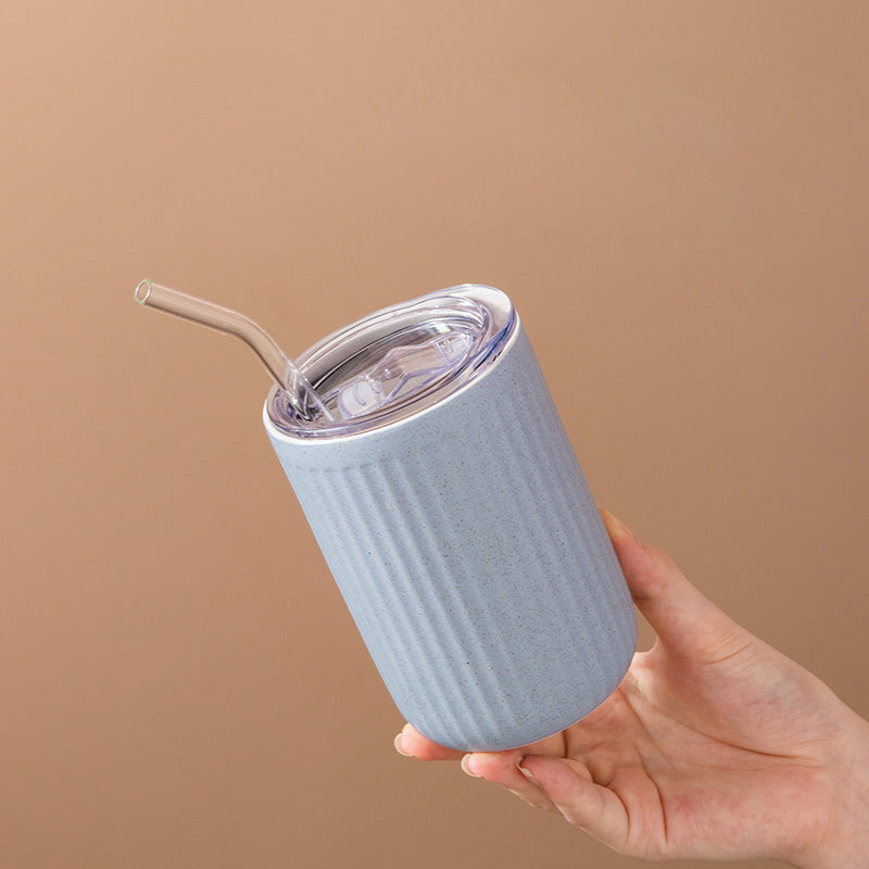 Ceramic Mug with Straw | Solid Color - view 12