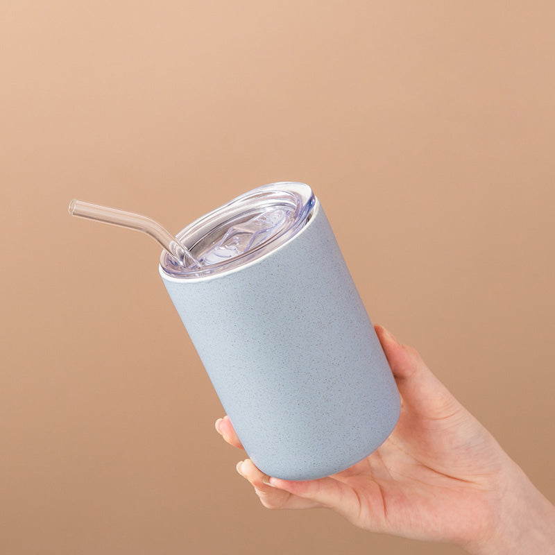 Ceramic Mug with Straw | Solid Color