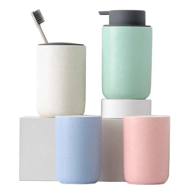 Pink and Blue Bathroom Dispenser Mug Set - view 3