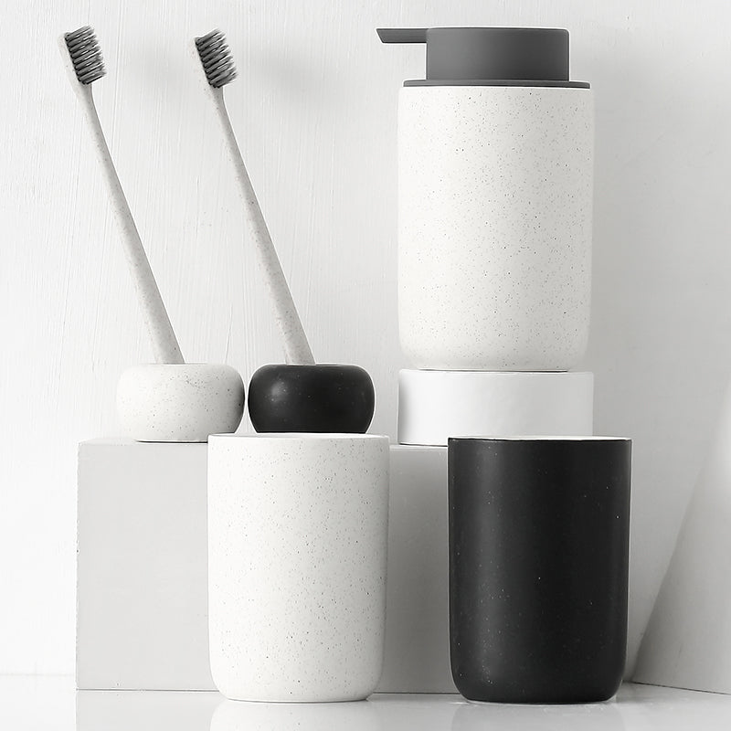 Black and White Bathroom Dispenser Mug Set - view 3
