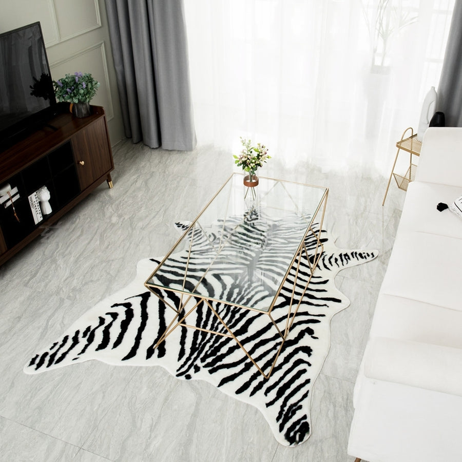 Feblilac Irregular Big Zebra Style Artificial Furs Area Rug - view 3