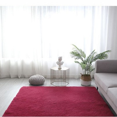 Feblilac Rectangular Solid Rose Red Thickened Tufted Bath Mat - view 2