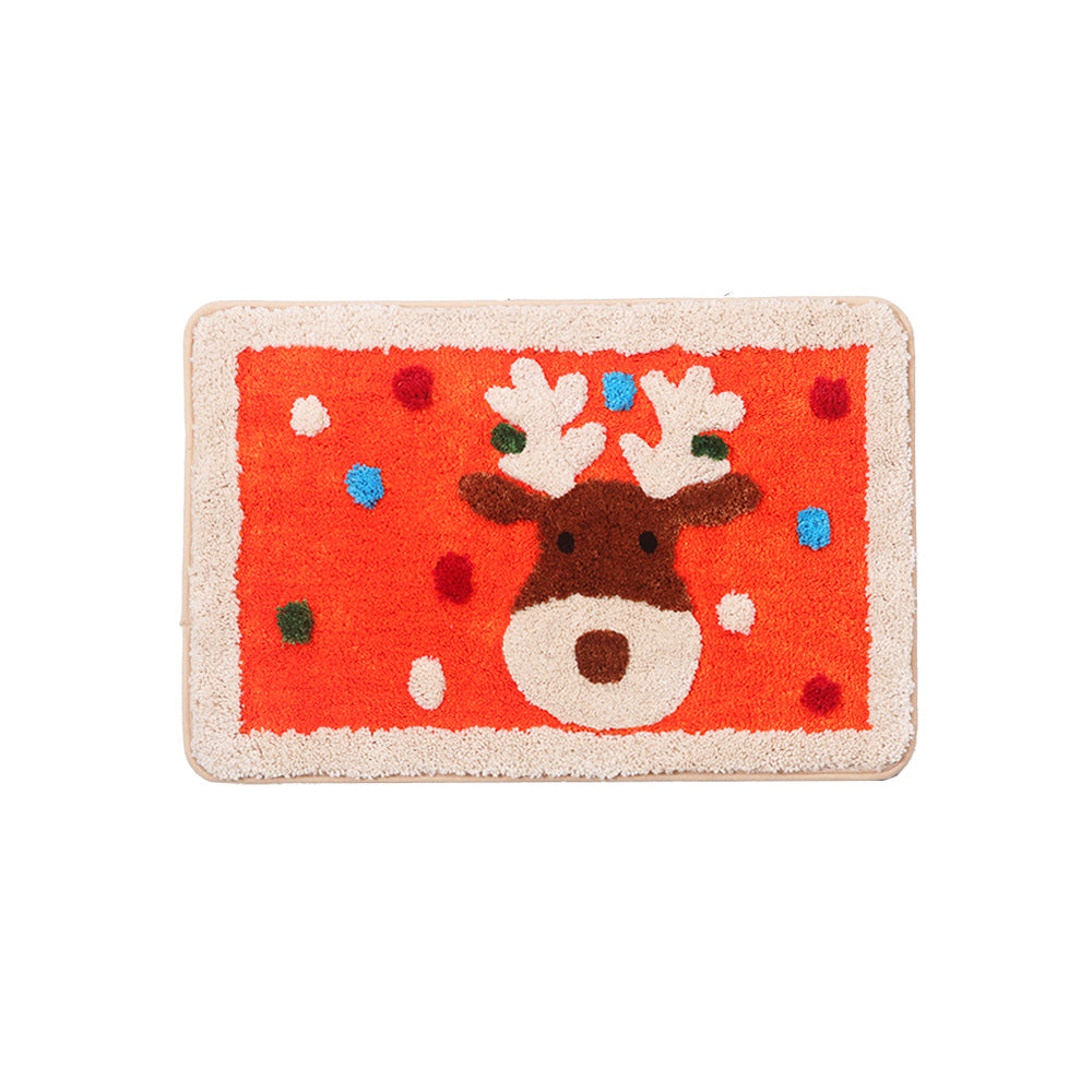 Feblilace Merry Christmas Reindeer ELK Orange Ground Bath Mat