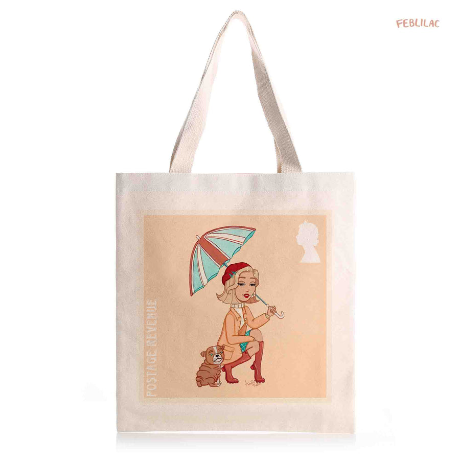Feblilac Rainy Days Canvas Tote Bag by AmeliaRose Illustrations from UK - view 2