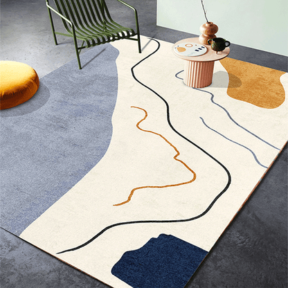 Retro Abstract Line Art Rug Multi Colored Mid-Century Rug Synthetics Washable Stain Resistant Anti-Slip Rug for Living Room Blue Clearhalo 'Area Rug' 'Rug' 35353