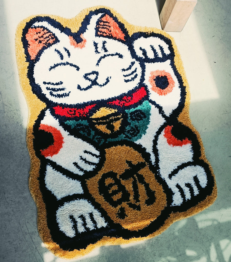 Feblilac Japanese Style Fortune Cat Bathroom Mat 70x93cm - Feblilac® Mat
