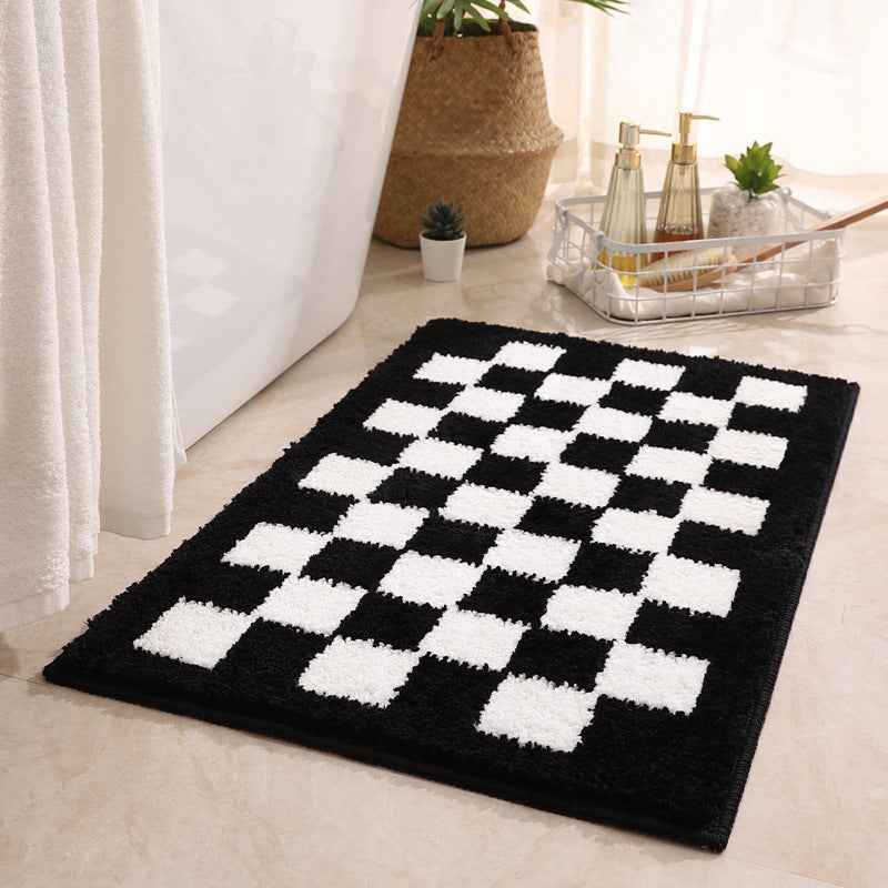 Feblilac Smog Blue and White Checkerboard Ultra Soft Bathroom Rug - Feblilac® Mat