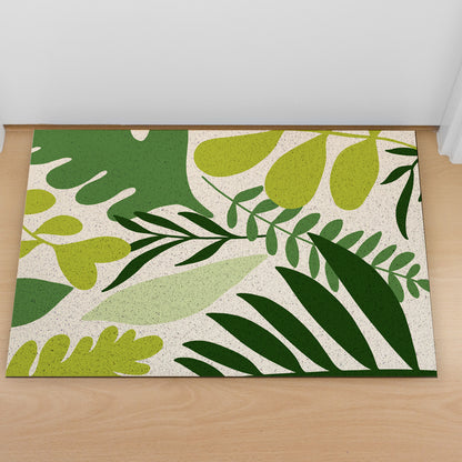 Feblilac Green Tropical Plant Leaves PVC Coil Door Mat @Frank's design