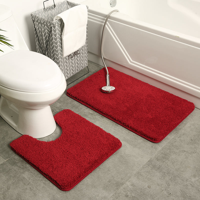 Feblilac Solid Tufted Bathroom Mat Toilet U-Shaped Floor Mat