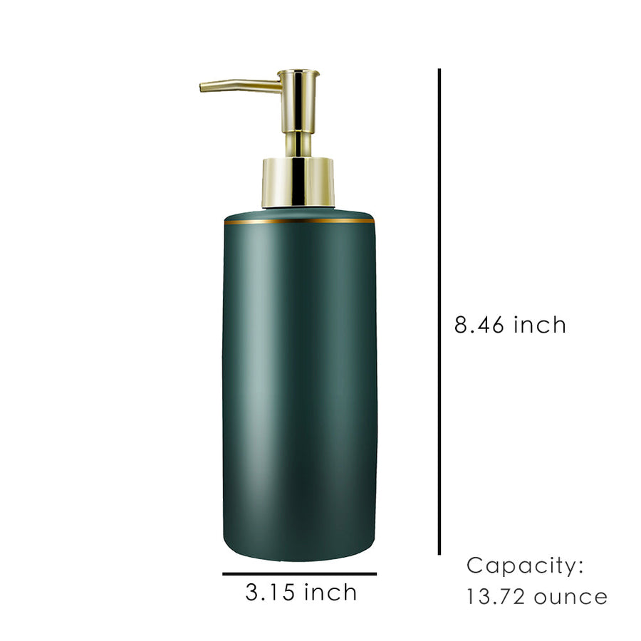 Luxury Green Glass Soap Dispenser, European Style Pump Bottle, 400ml/13.72 oz - view 3
