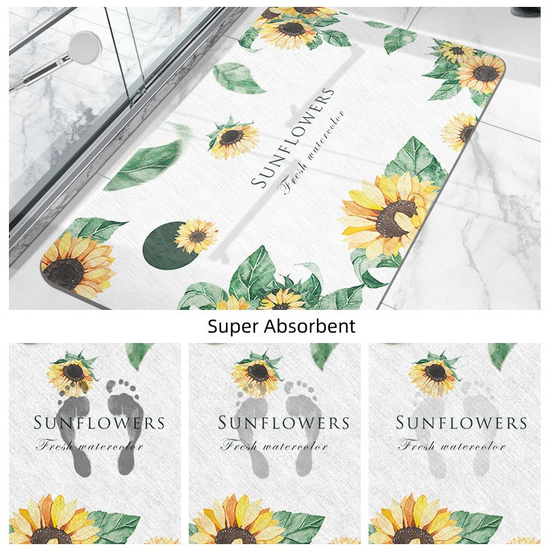 Feblilac Sunflower Super Absorbent Suede Bathroom Mat - view 4