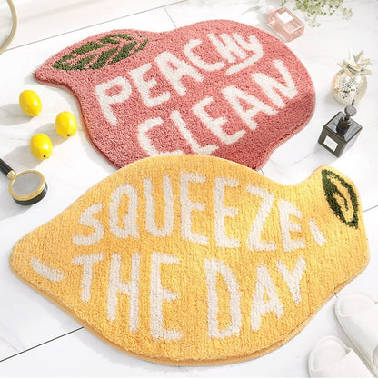 Feblilac Cute Peach Lemon Bath Mat, Bathroom Rug, Door Mat - Feblilac® Mat