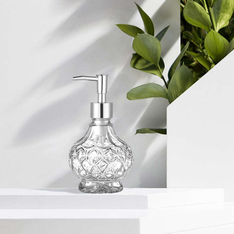 Clear Glass Soap Dispenser, Lantern-Shape Glass Pump Bottle, 7.74oz or 220ml - view 3