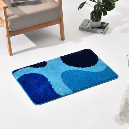 Feblilac Abstract Blue Wave Ocean Tufted Bath Mat