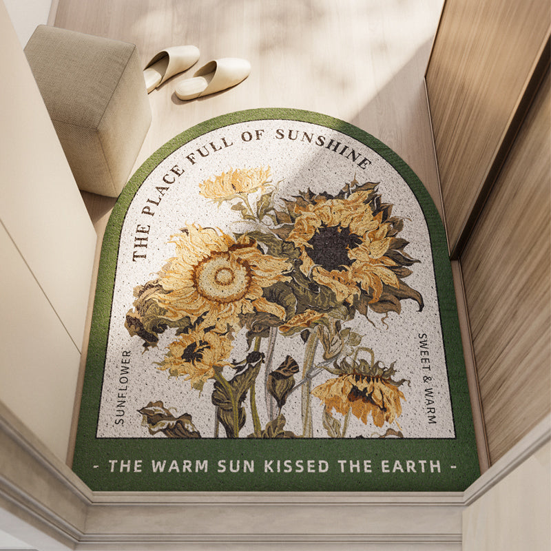 Feblilac Rectangular Sweet Warm Sunflowers PVC Coil Door Mat
