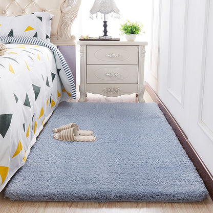 Feblilac Solid Blue Tufted Living Room Carpet Bedroom Mat