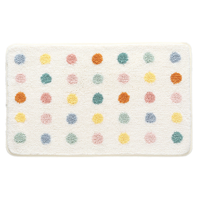 Feblilac Color Polkadot Bath Mat Mom‘s Day Gift, Color Black White Dot Rug