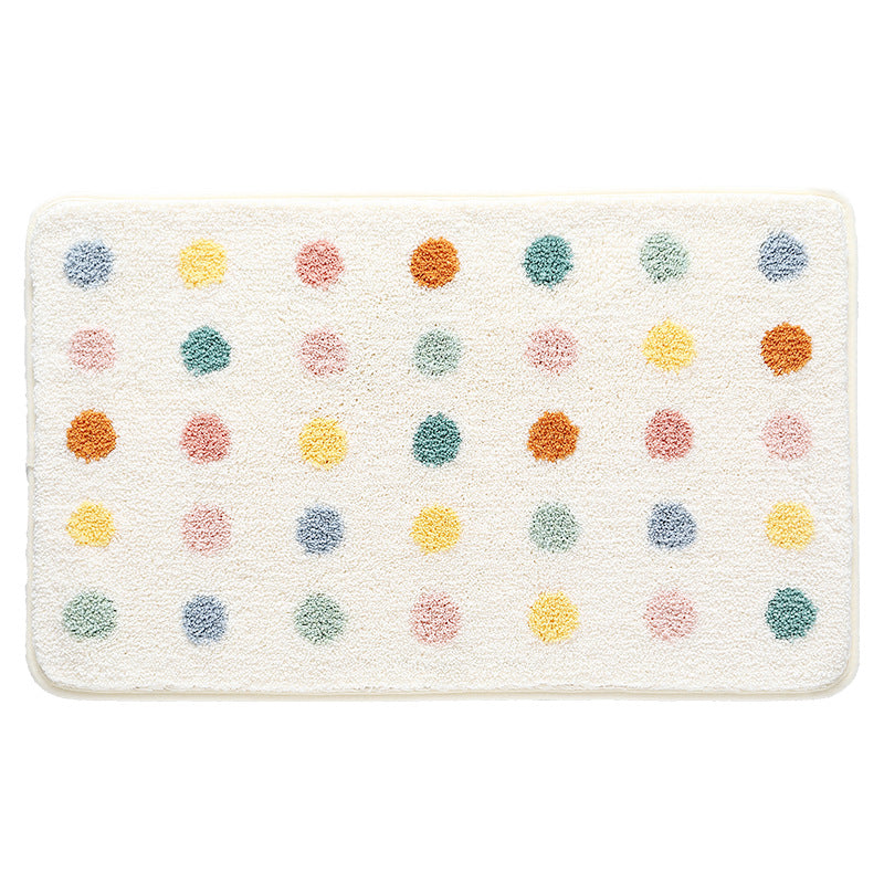 Feblilac Color Polkadot Bath Mat Mom‘s Day Gift, Color Black White Dot Rug - view 3