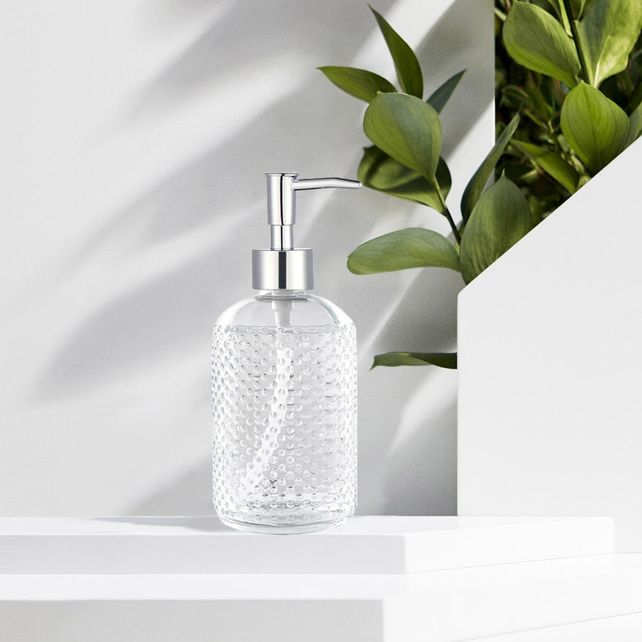 Clear Glass Soap Dispenser, Dot Design Pump Bottle, 420ml/14.7 oz - view 3