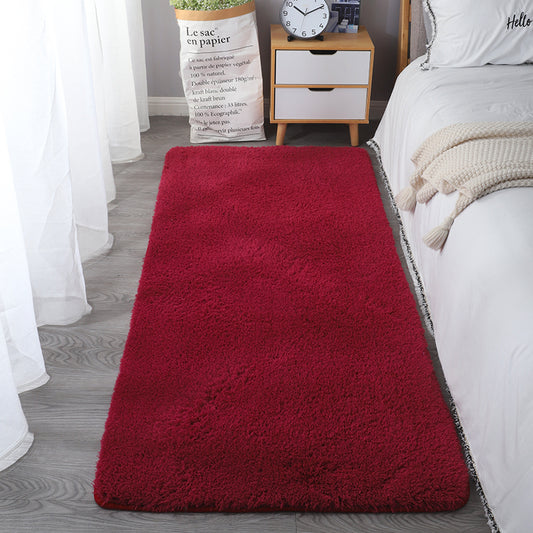 Feblilac Rectangular Solid Rose Red Thickened Tufted Bath Mat