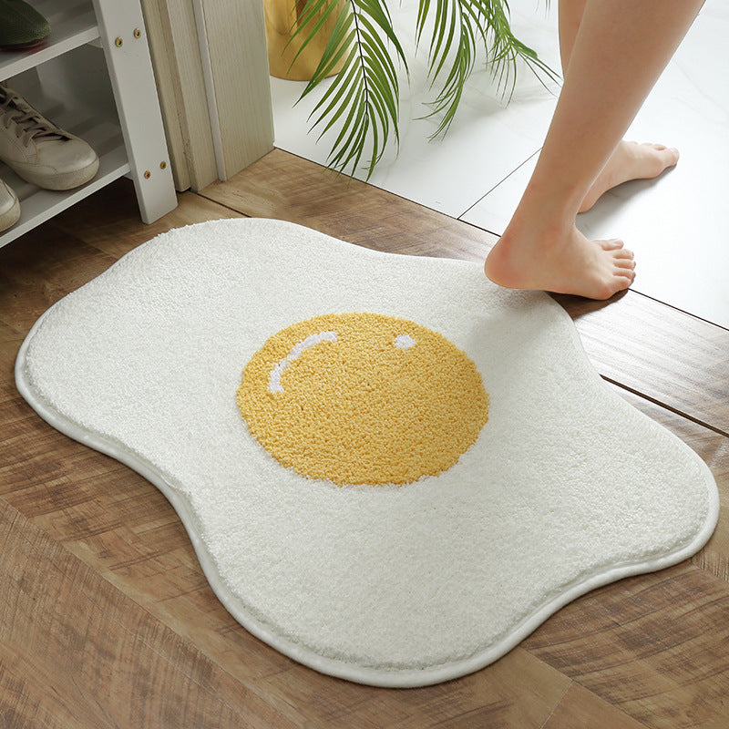 Cute Fried Egg Bath Mat, Lovely Bathroom Rug, White Yellow Bath Rug, Multiple Sizes Available - Feblilac® Mat