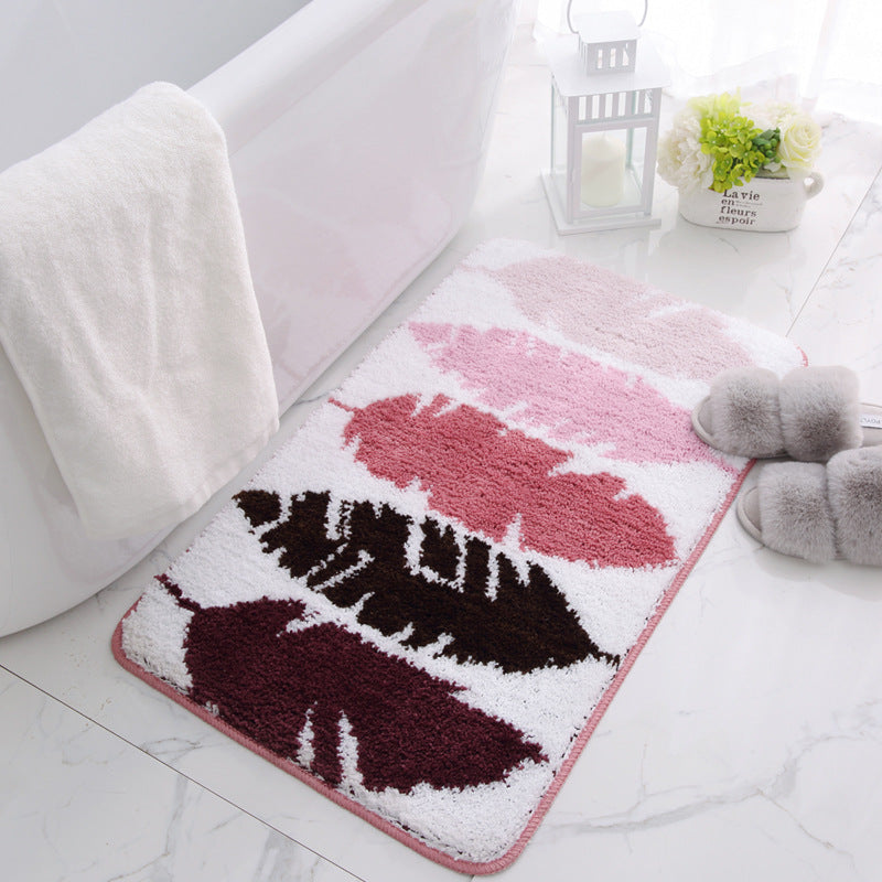Feblilac Red Black Pink Leaves Bath Mat - Feblilac® Mat