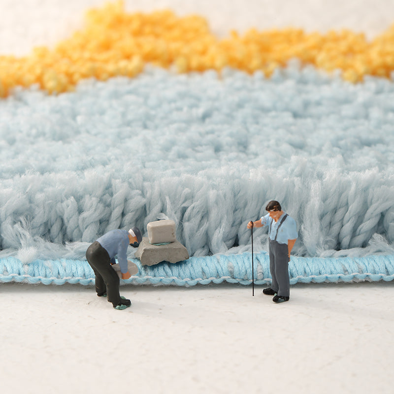 Feblilac Semicircle Blue Daisy Bath Mat - Feblilac® Mat