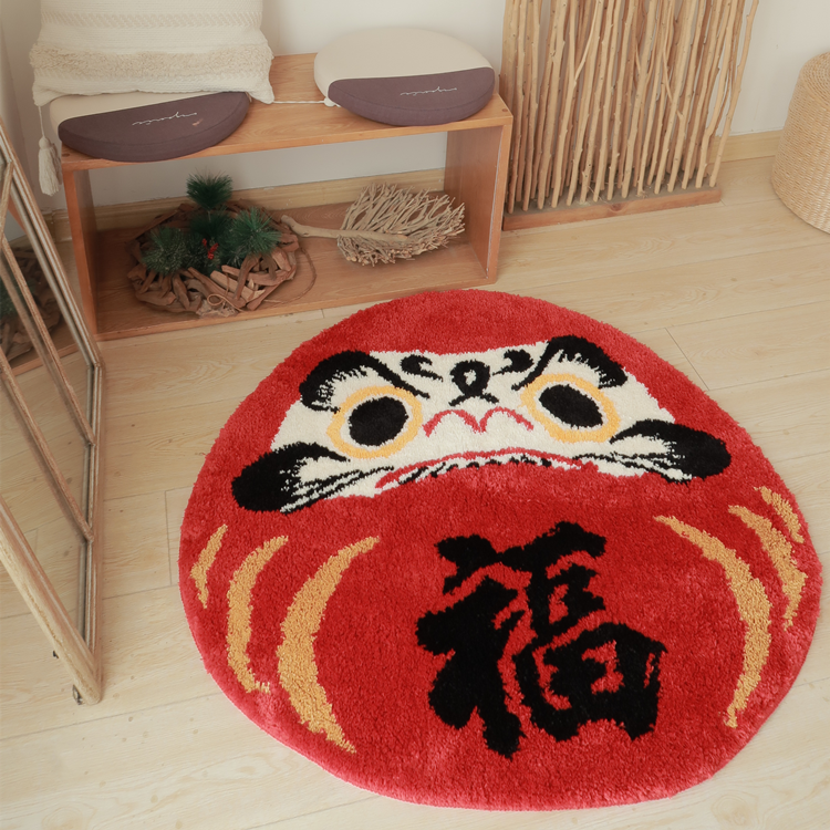 Feblilac Japanese Style Round Daruma Bathmat Area Rug 35.4"x36.2", 90cmx92cm - view 2
