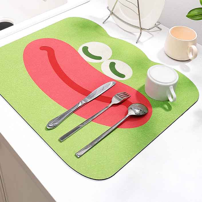 Feblilac Cute Green Sleeping Frog Cup and Dish Placemat
