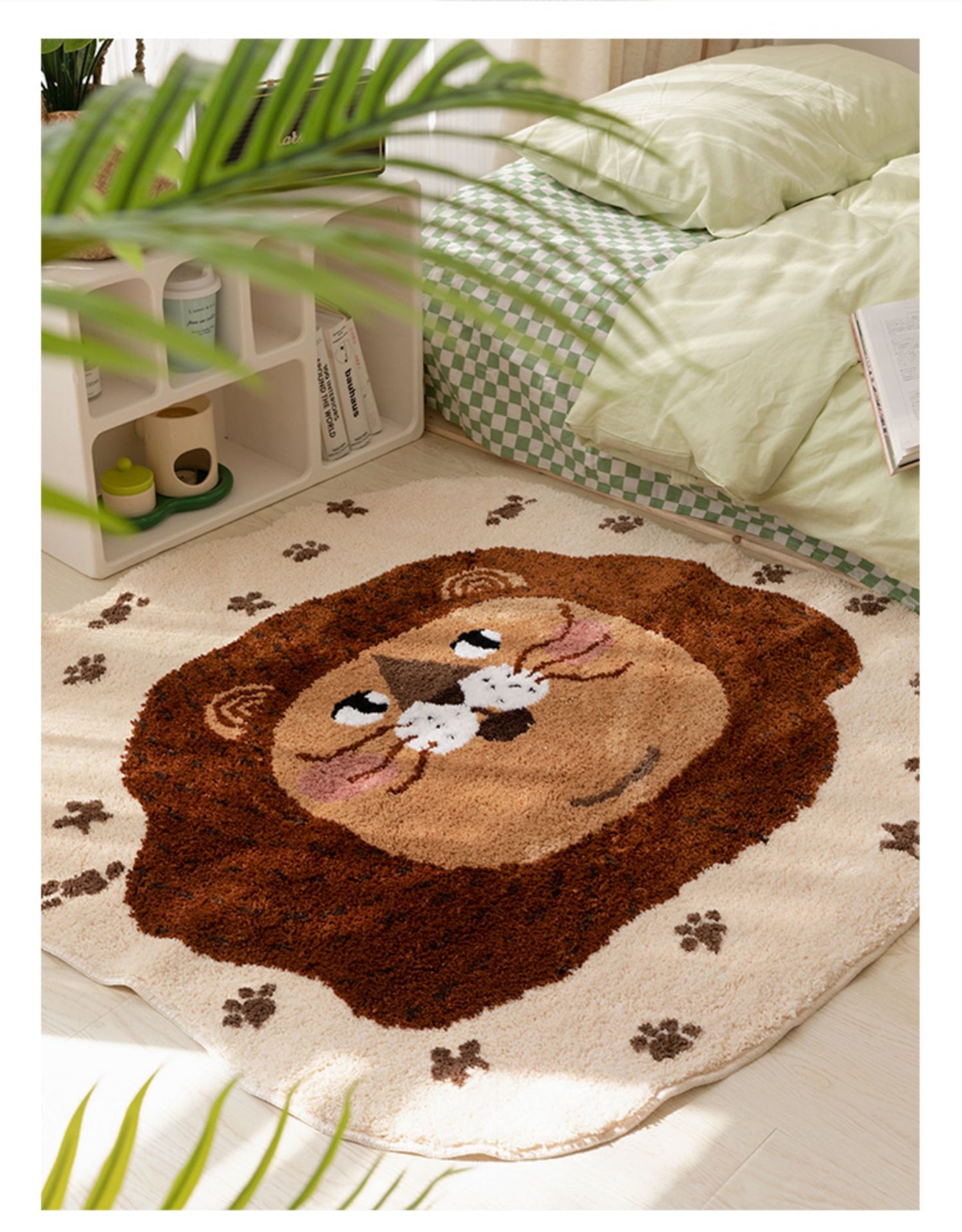 Cartoon Lion Area Mat, Cute Cartoon Animal Mat for Kid's Room, Living Room Area Carpet, 43x43 inches - Feblilac® Mat