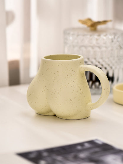 Fun Beige Bottom Ceramic Mug, Creative Butt-Shape Cup