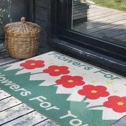 Red Flowers for You Door Mat