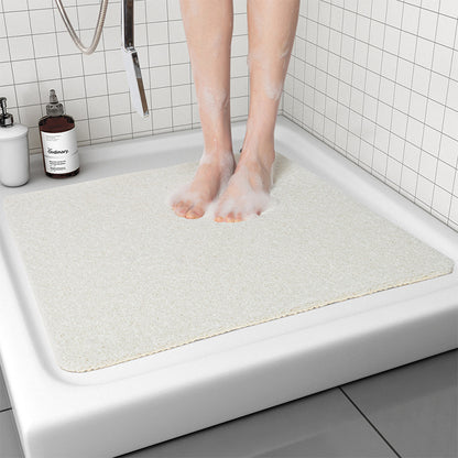 white bathroom mat