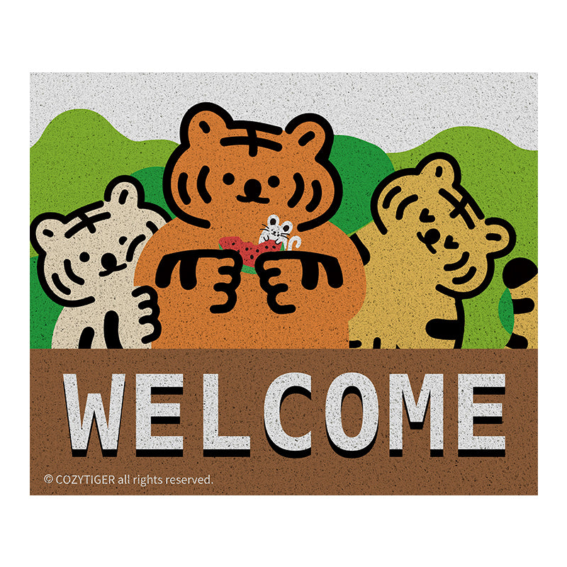 Three Tigers Welcome Home PVC Entrance Door Mat - Feblilac® Mat